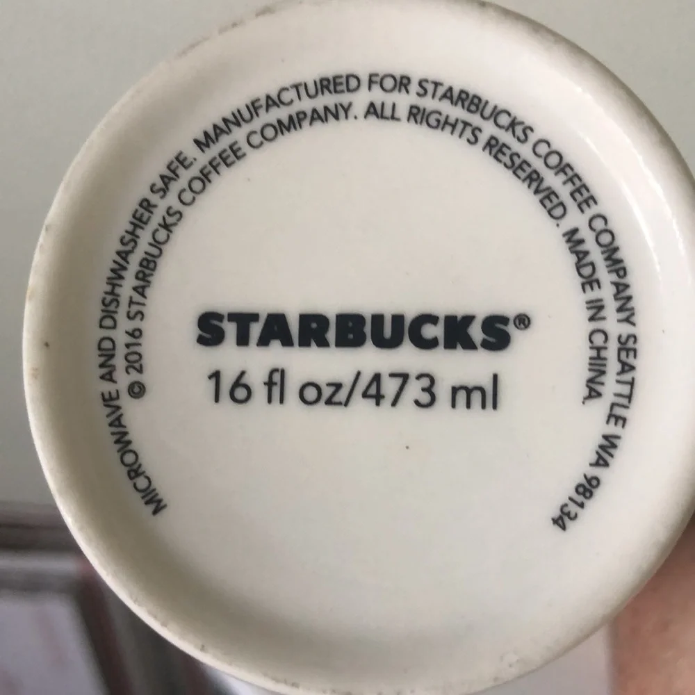 STARBUCKS 16 oz Tall WHITE Ceramic COFFEE MUG 2016 CLASSIC MERMAID DESIGN